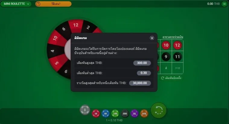 ขั้นตอนการเดิมพัน Mini Roulette Soibet