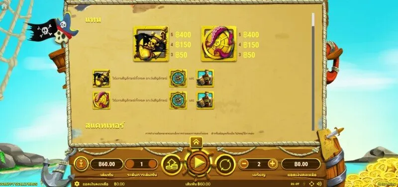 วิธีการคํานวณคะแนนโบนัสเมื่อชนะเดิมพัน  Scruffy Scallywags Soibet