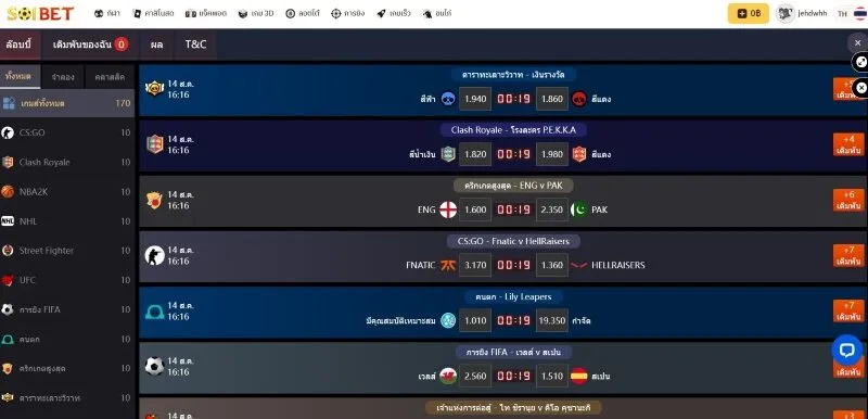 ความหลากหลายของล็อบบี้การเดิมพันกีฬาเสมือนจริง Soibet